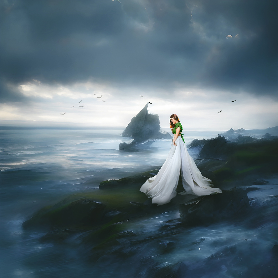A phenomenal photograph a beautiful lady enjoying the moment on the shore of Lake Michigan in Milwaukee Wisconsin. Stunning portrait photography. 