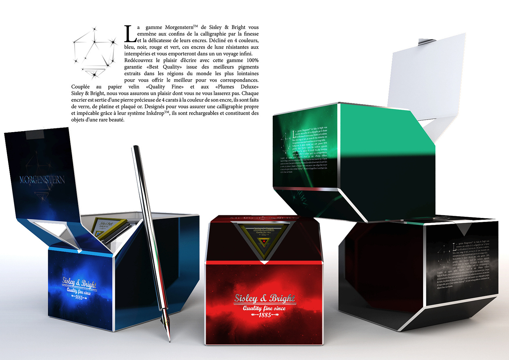 Image de synthèse d'une gamme d'encriers.