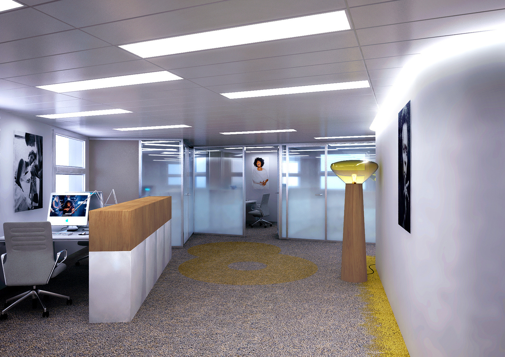 Image de synthèse de l'aménagement de la zone bureaux de la SACEM.