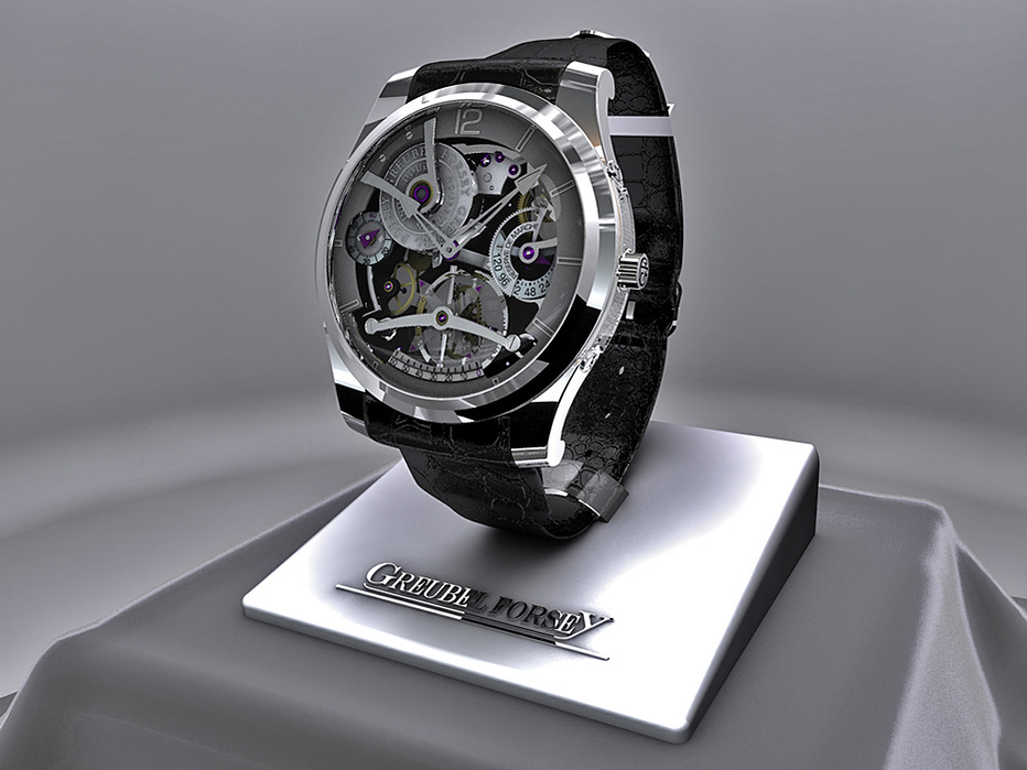 Image de synthèse d'une montre haut de gamme Greubel Forsey.
