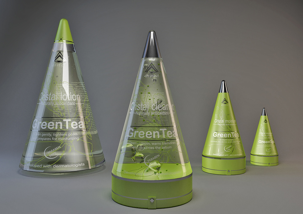 Image de synthèse d'une gamme de cosmétiques haut de gamme.