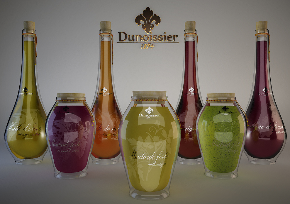 Image de synthèse d'une gamme de condiments haut de gamme.