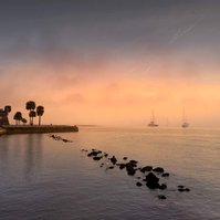 Foggy dawn, spanish fort, St. Augustine Florida