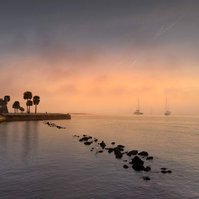 Foggy dawn, spanish fort, St. Augustine Florida