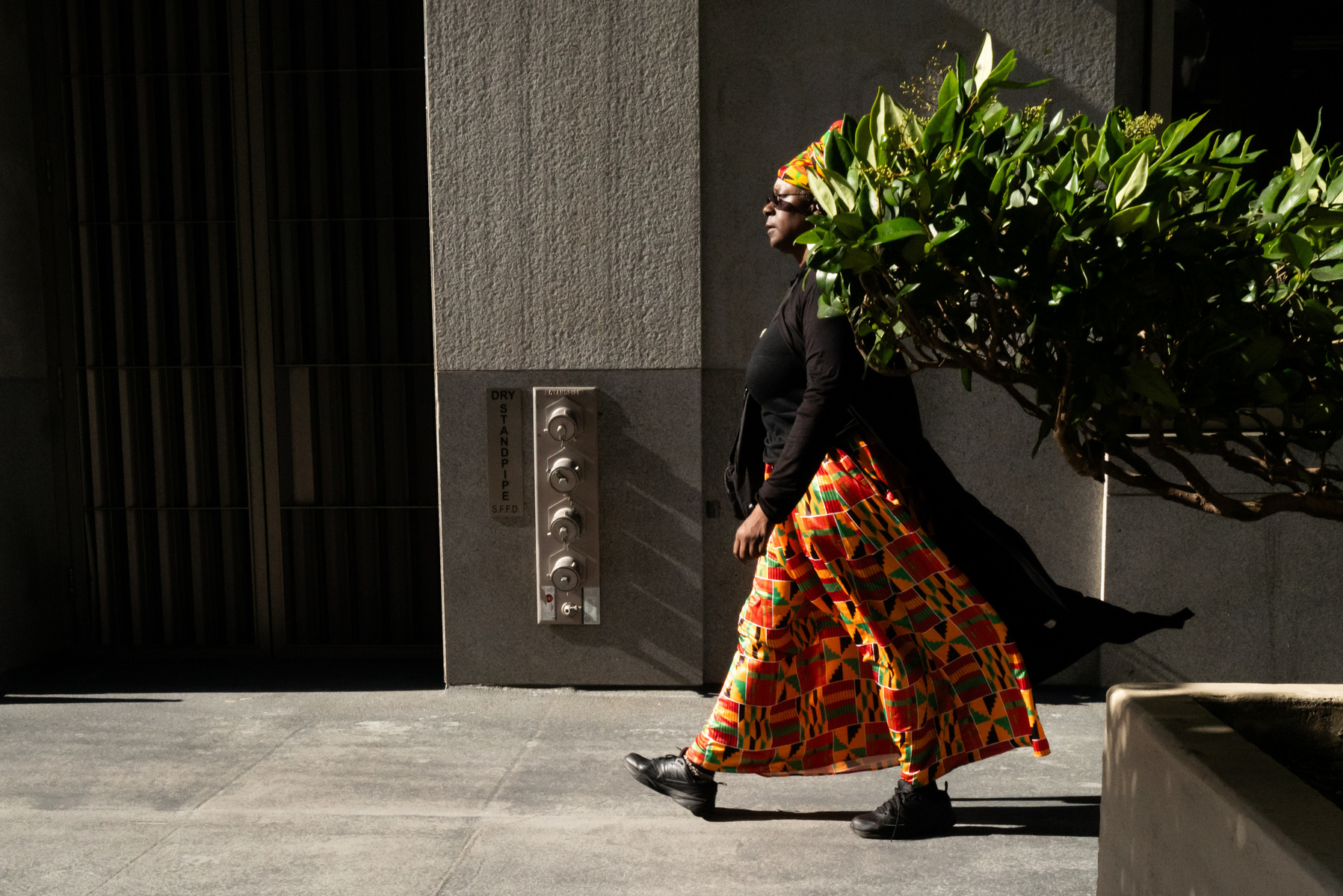 African plant lady with green hair.