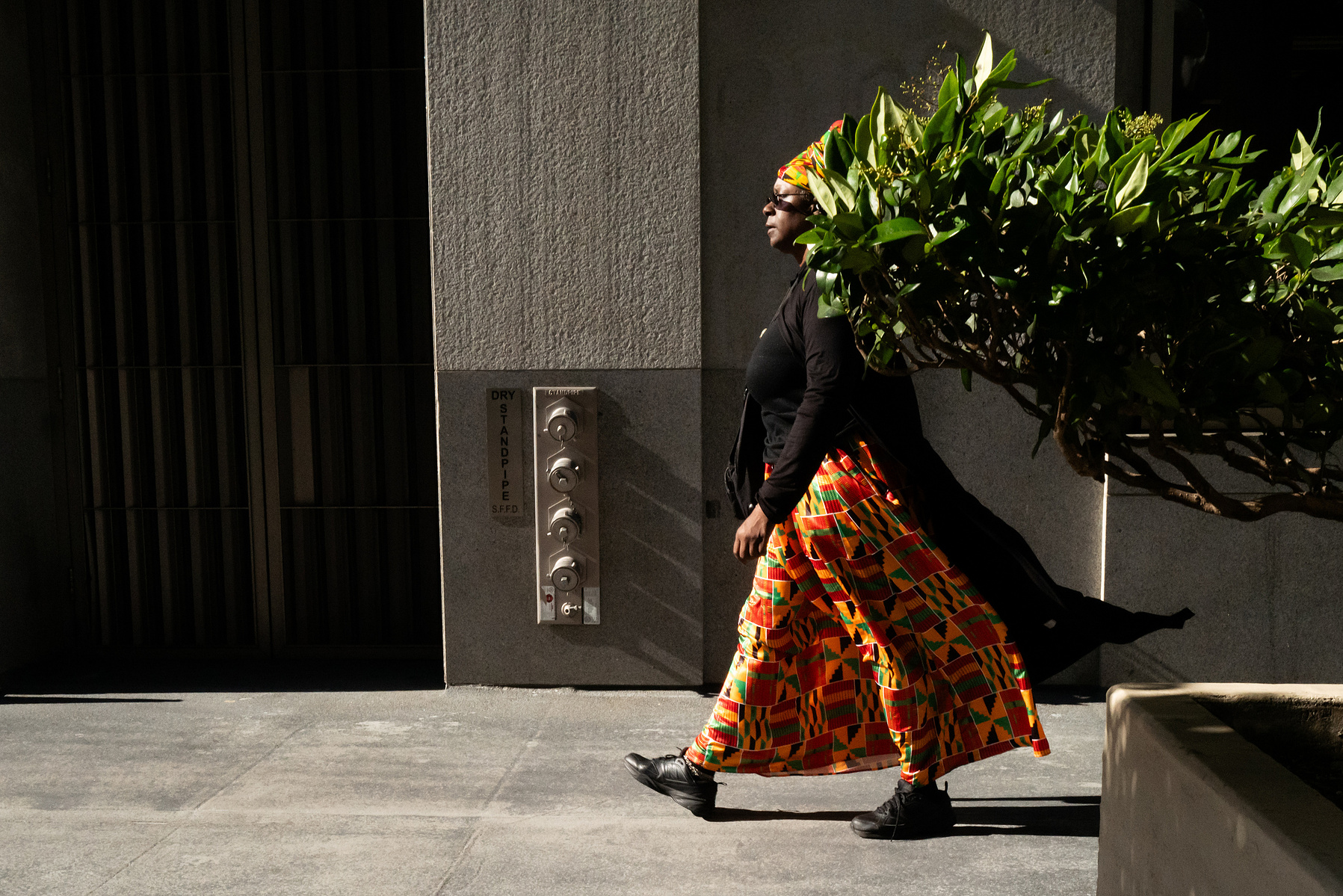 African plant lady with green hair.