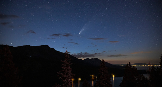 NEOWISE Comet flying over Mount Tallac.