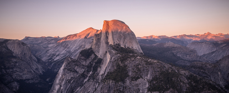 Alpenglow sunset over Half Dome.