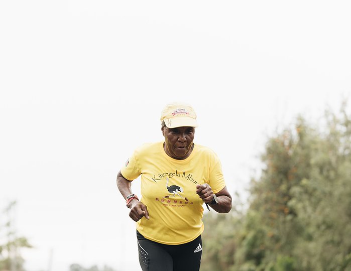 Joyce Nduku. Tata Marathoner during a leisure run at her home in Athi
River Nairobi 