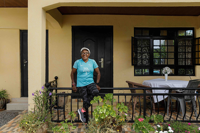 Joyce Nduku. Tata Marathoner at her home in Athi River Nairobi 