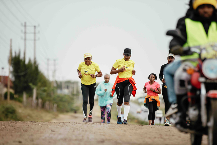 Joyce Nduku. Tata Marathoner during a leisure run at her home in Athi
River Nairobi
