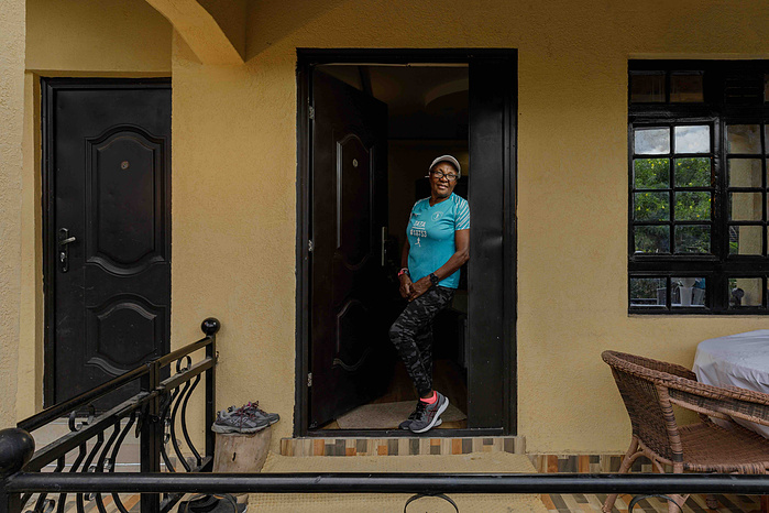Joyce Nduku. Tata Marathoner at her home in Athi River Nairobi 