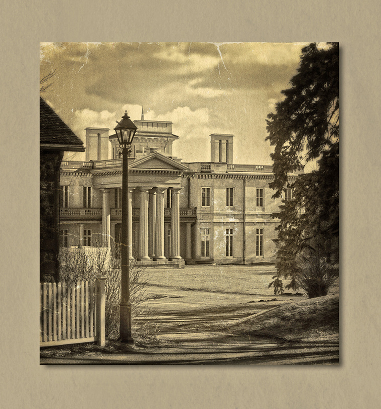 Dundurn Castle in Hamilton, Ontario edited to look aged.