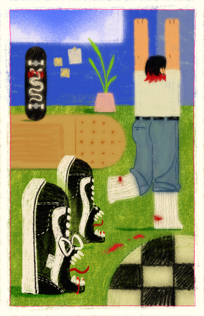 Drawing inspiration from my personal experience (which many of you may relate
to), this illustration is a breakup letter I wrote for the Vans Skate Old Skool Shoe.