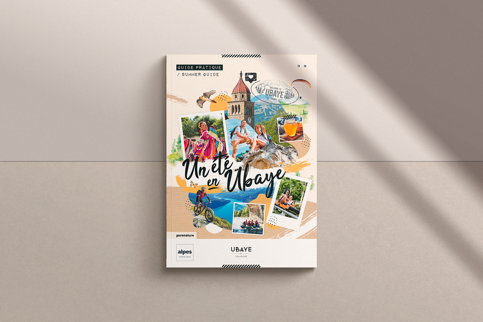 Mise en page des éditions touristique et retouches photos pour la destination Vallée de l'Ubaye - Serre-Ponçon.