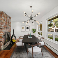 Virtually staged modern mid century home, real estate photography.