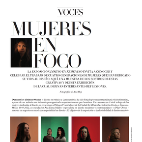Harpers BAZAR.
Mujeres en Foco. Diseño en Femenino