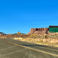 The approved uranium haul route for the Pinyon Plain Mine includes passing through the intersection for State Route 191 going toward either Monument Valley or Bluff, Utah. (Photo by Shondiin Silversmith/Arizona Mirror)
