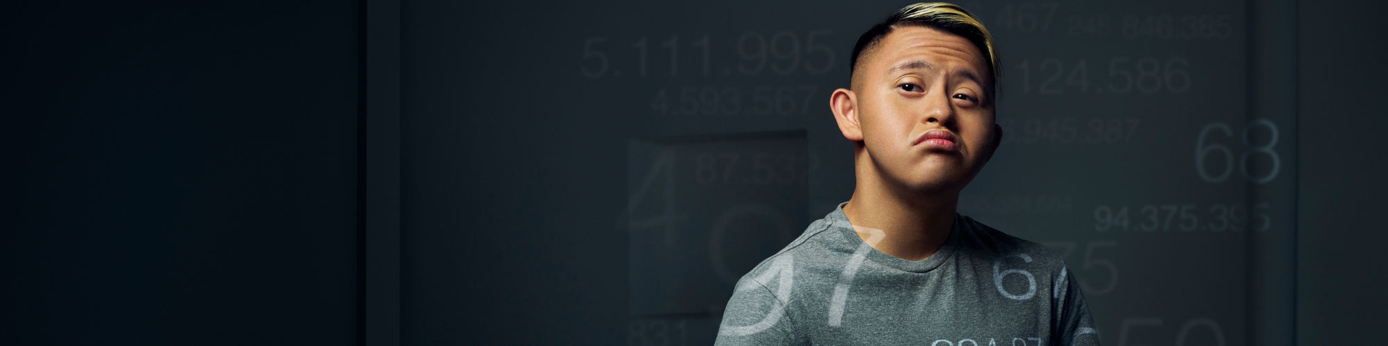 a Portrait of Matias, a young man with Down syndrome for the Syndrom of Numbers campaign from Wunderman Argentina and their client Asdra