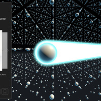 The user has selected a second dot in the grid and a link has been formed between the two. The link glows a bright white. The overlay has changed to reflect the new selected item.
