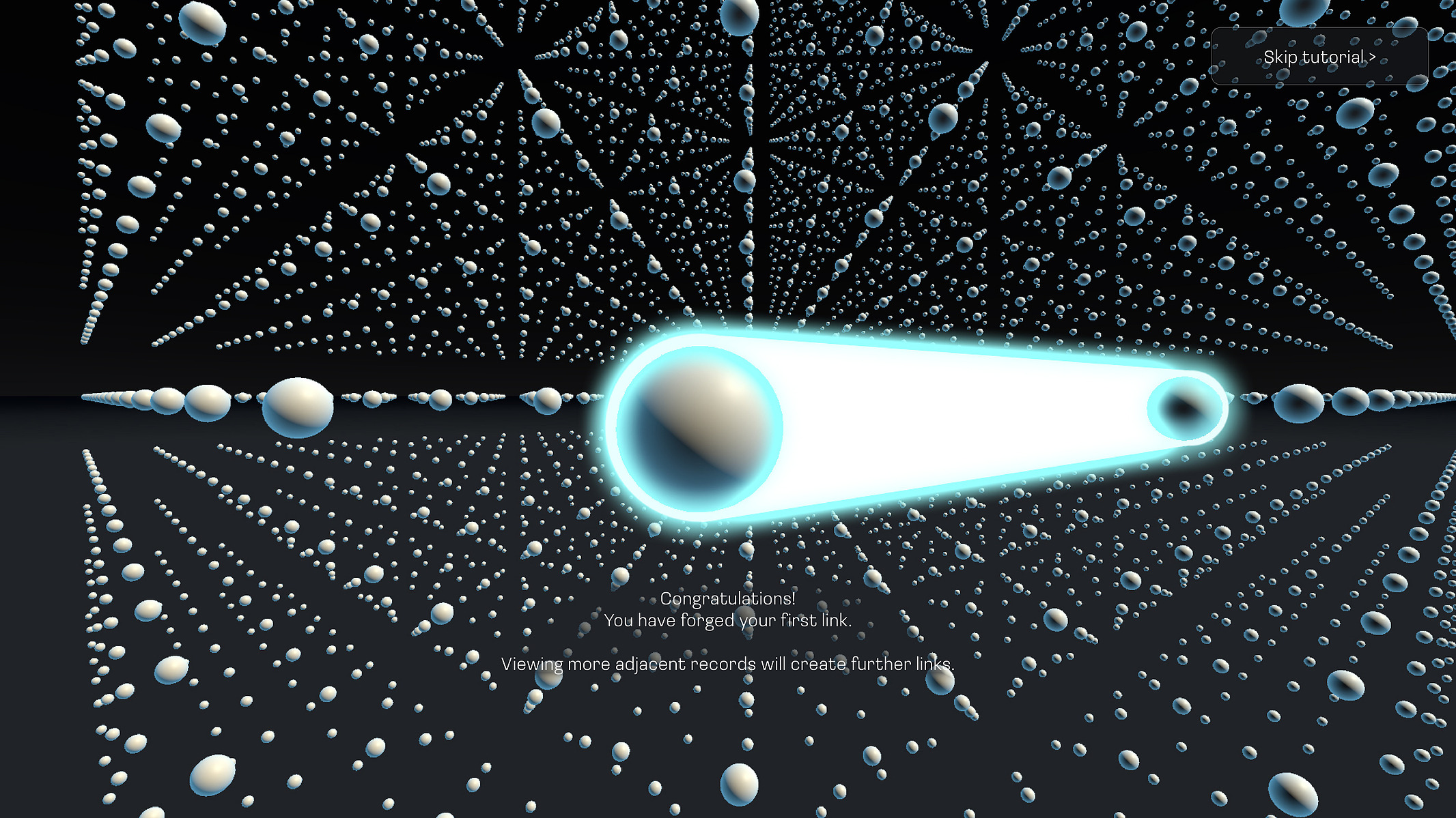 As a user selects new dots, the connected dots begin to form a pattern in the 3D grid.