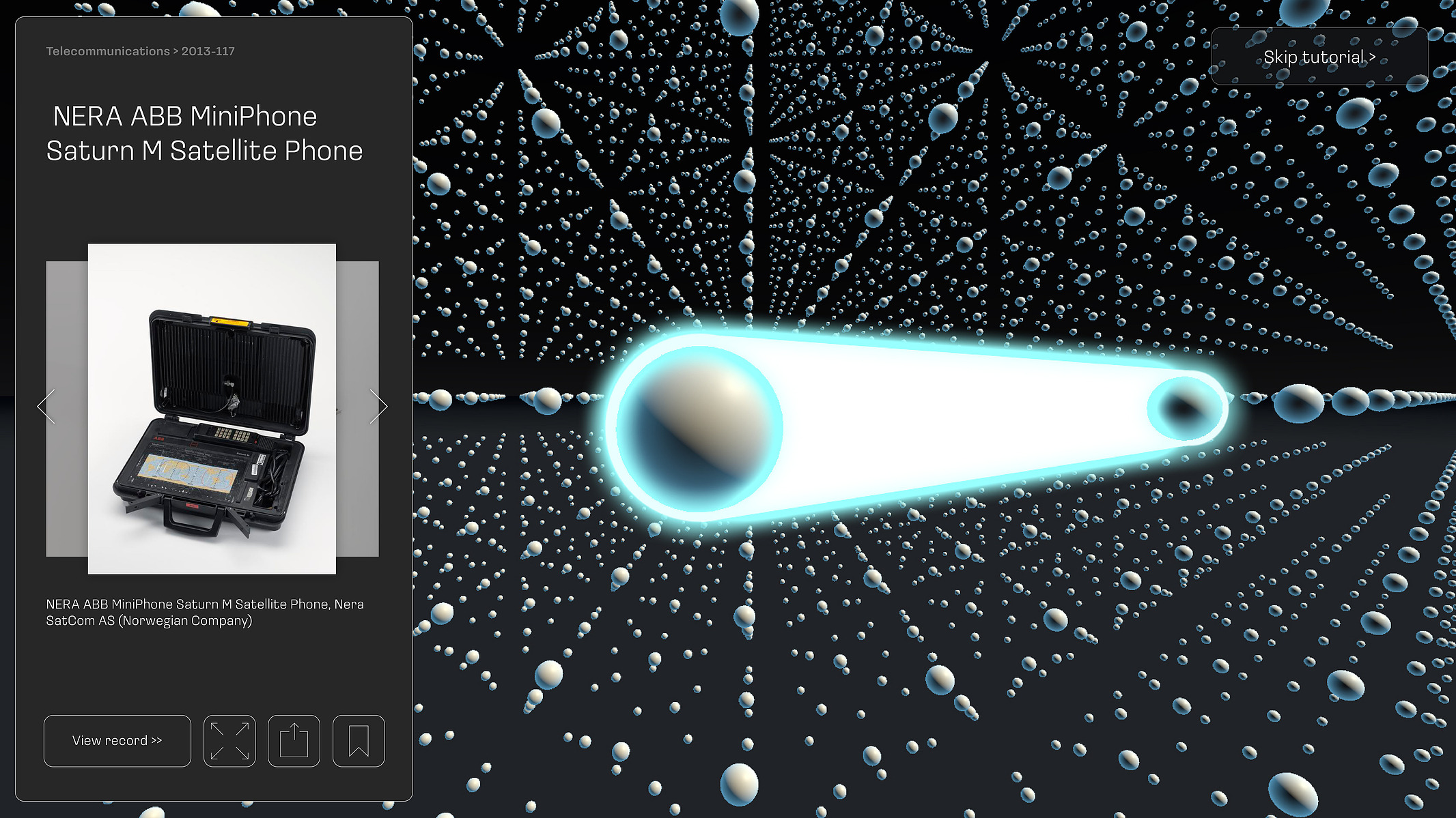 The user has selected a second dot in the grid and a link has been formed between the two. The link glows a bright white. The overlay has changed to reflect the new selected item.