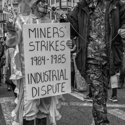 'Kill the Bill Protester Park Lane, London Street Photgraphy Black and White'