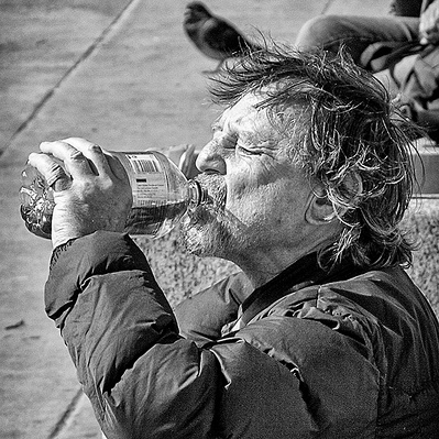Drink up - London Black and White Street Photography