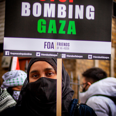 'Pro Palestinian supporter, Embankment, London Street Photography Colour'