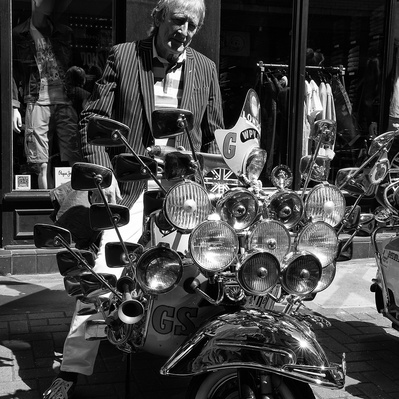 A mod on his scooter Carnaby Street, London