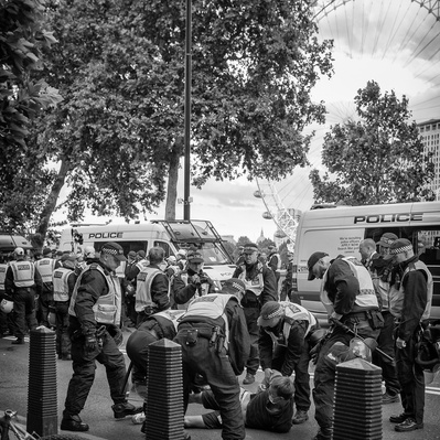 'Met Police arrest a protester at the Black Lives Matter Protests, London Black and White Street Photography'