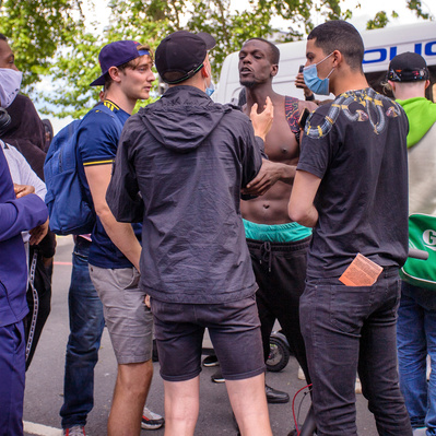 'Two Protesters argue at the Black Lives Matter Protests, London Colour Street Photography'