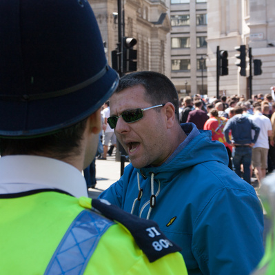 'Man gives Met Police a mouth-full EDL Protests, London Colour Street Photography'