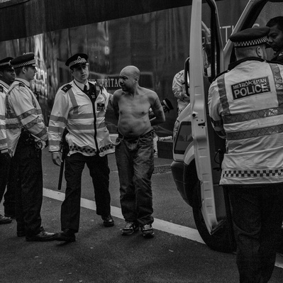 'Met Police Officers arrest a EDL Protests, London Black and White Street Photography'