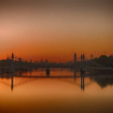 Sunset over Chelsea Bridge London colour photography