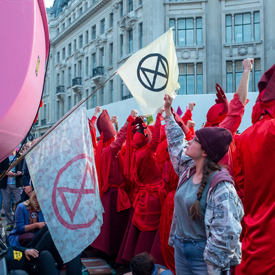 'Extinction Rebellion Protesters Dressed in Red London, London Colour Street Photography'