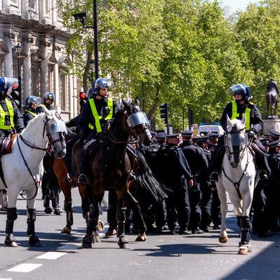 'Mounted Police at the Tommy Robinson Protests, London Colour Street Photography'