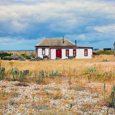 A photograph of a desolate house, Romney marshes Kent England colour photography