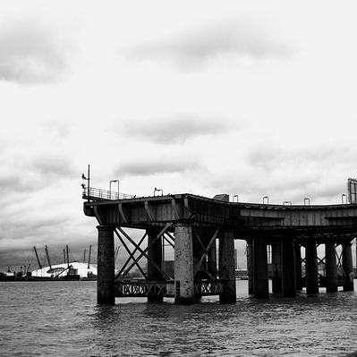 Greenwich Pier, London black-and-white photography