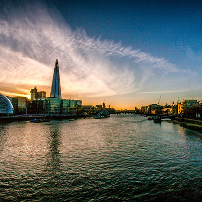 'City hall taken from Tower Bridge, Colour Photography'