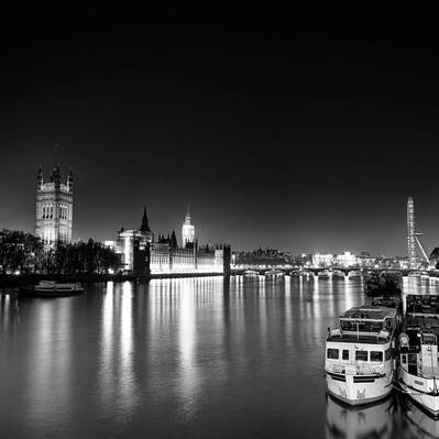 'Houses of Parlament, Westminster, London Black and White Photography'