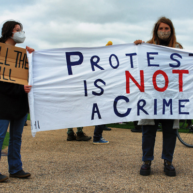 'Kill the Bill Protesters protesting in Hyde Park, London Street Photography Colour'