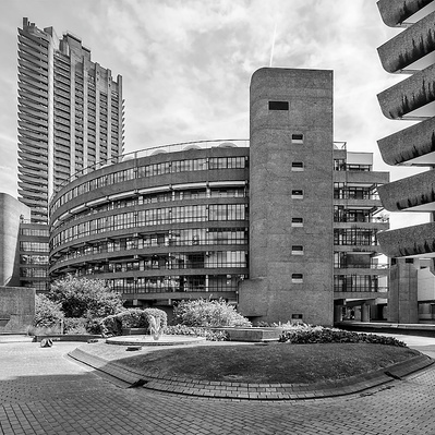 The barbican, London black-and-white photography
