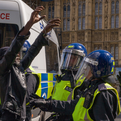 'Black Lives Matter Protester Goads Other Protesters, London Colour Street Photography'