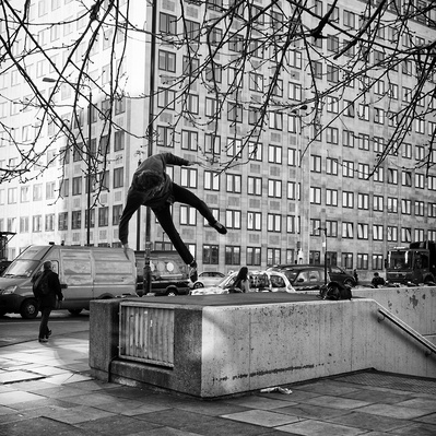 Base Jumper, London Street Photography Black and White Photography 