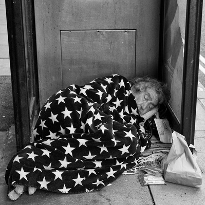 The sleeping wizard - London Black and White Street Photography