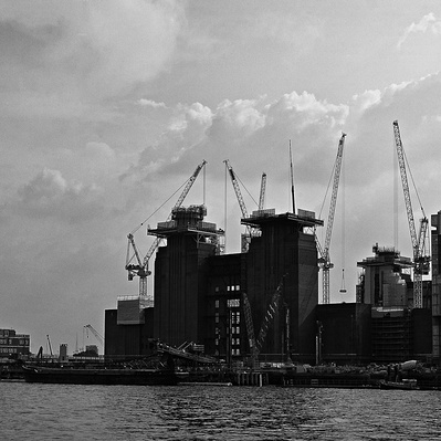 'Battersea Power Station construction, Battersea, London Black and White Photography'