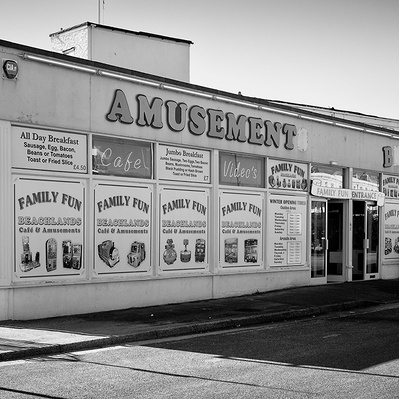 An arcade in Worthing Sussex black-and-white photography