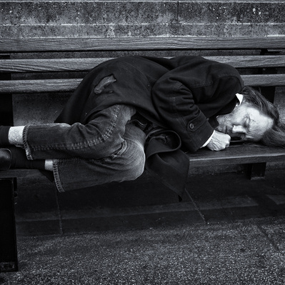 Comfortable - London Black and White Street Photography