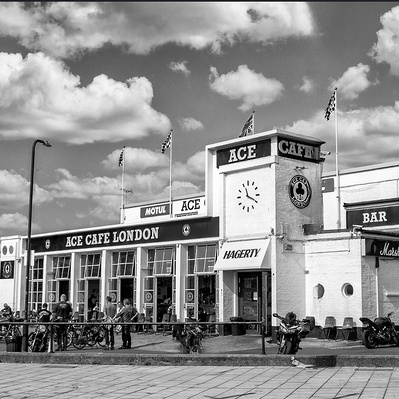 The Ace café London black-and-white photography